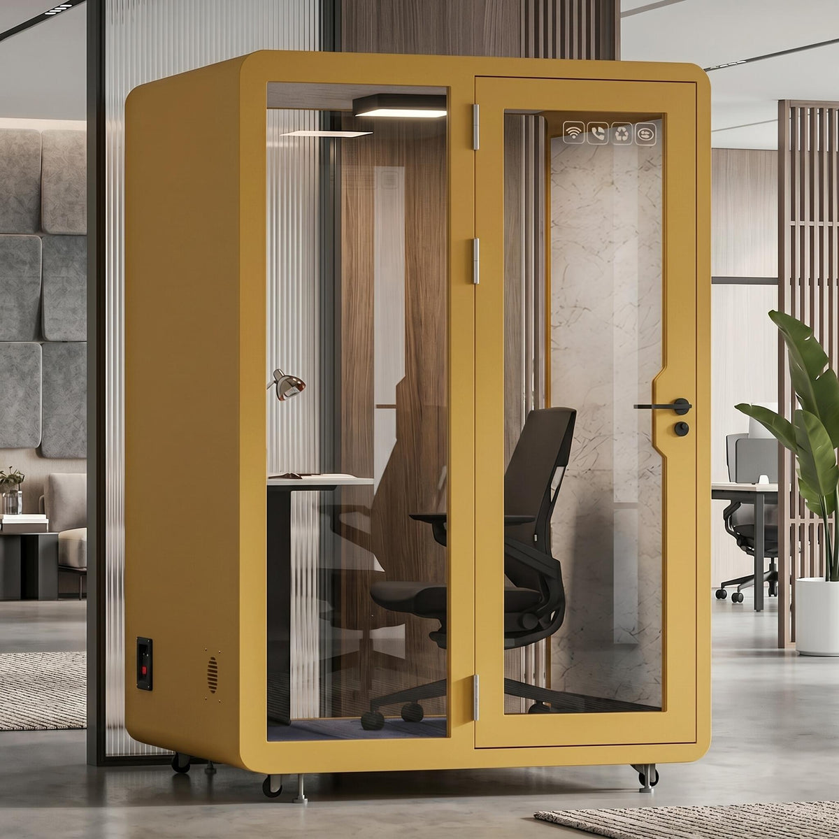 Soundproof Office Pod with 1 Person Glass Structure