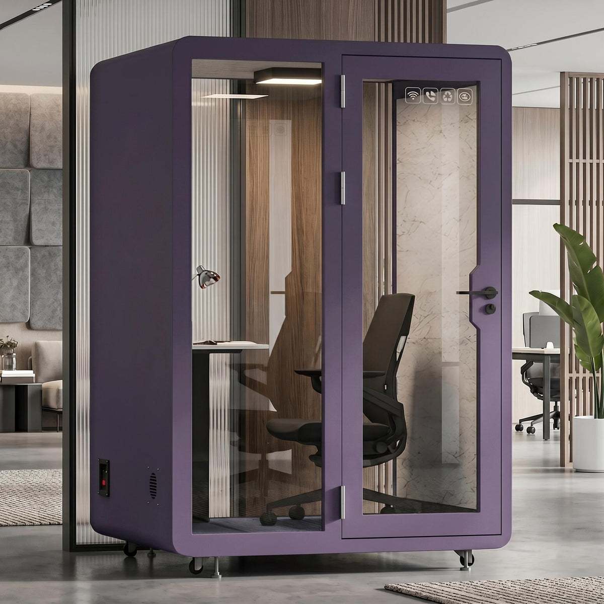 Soundproof Office Pod with 1 Person Glass Structure