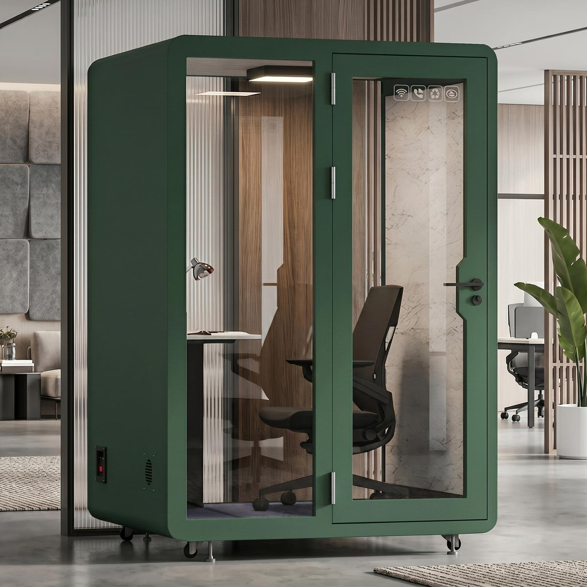 Soundproof Office Pod with 1 Person Glass Structure