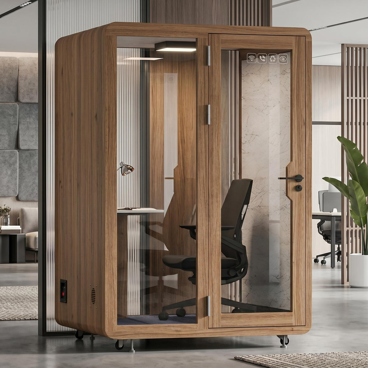 Soundproof Office Pod with 1 Person Glass Structure
