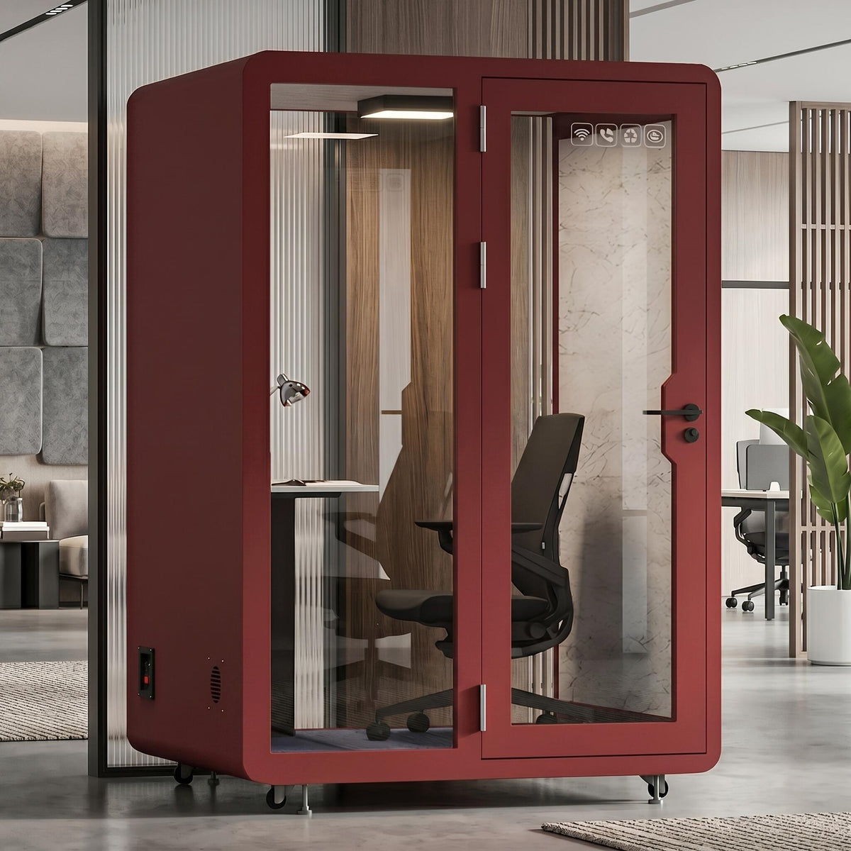 Soundproof Office Pod with 1 Person Glass Structure