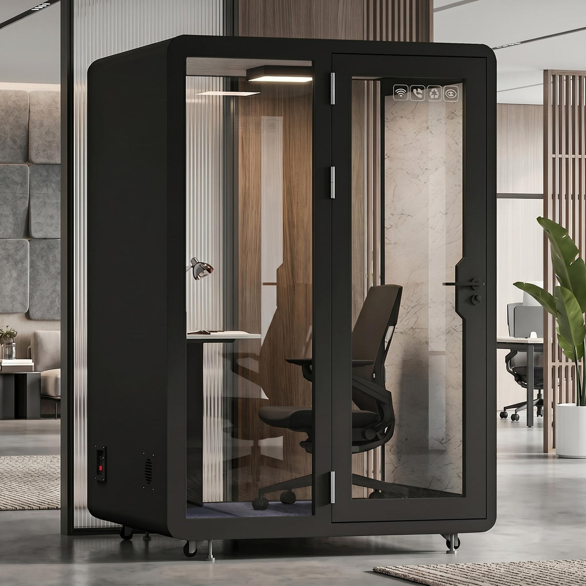 Soundproof Office Pod with 1 Person Glass Structure