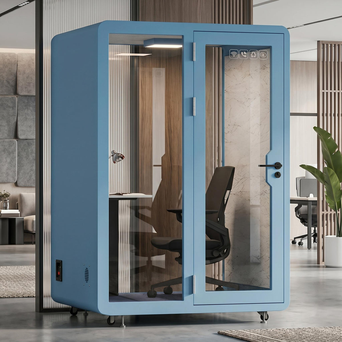 Soundproof Office Pod with 1 Person Glass Structure