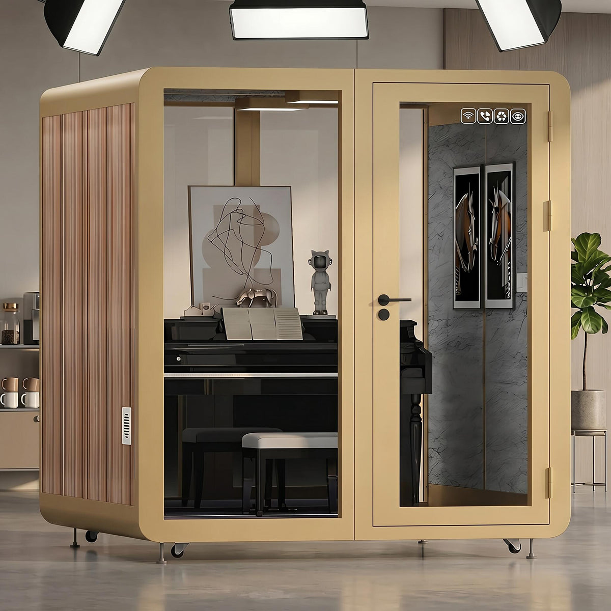 Office Soundproof Booth with Light,Fans, Socket for Instrument Room