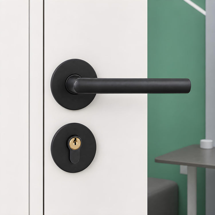 Minimal silent door handle, smooth & quiet operation, balances privacy and premium texture