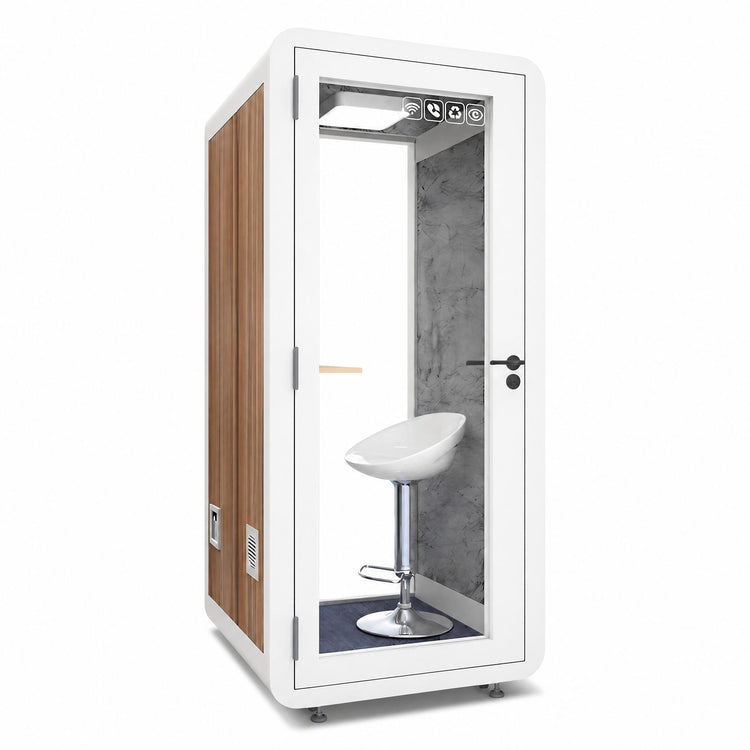 Office Sound Booth with Wood Grain Exterior Design