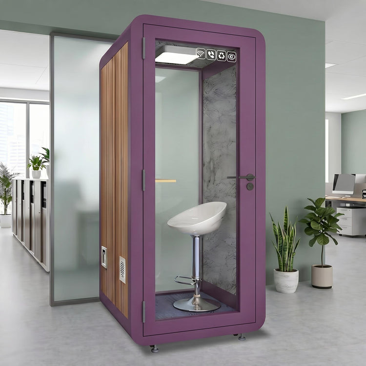 Office Sound Booth with Wood Grain Exterior Design