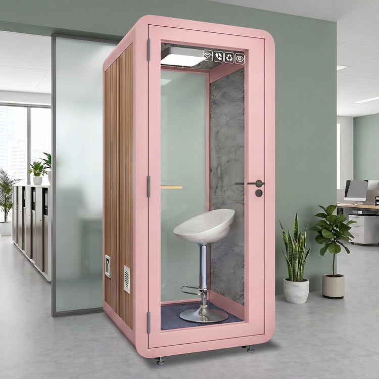 Office Sound Booth with Wood Grain Exterior Design