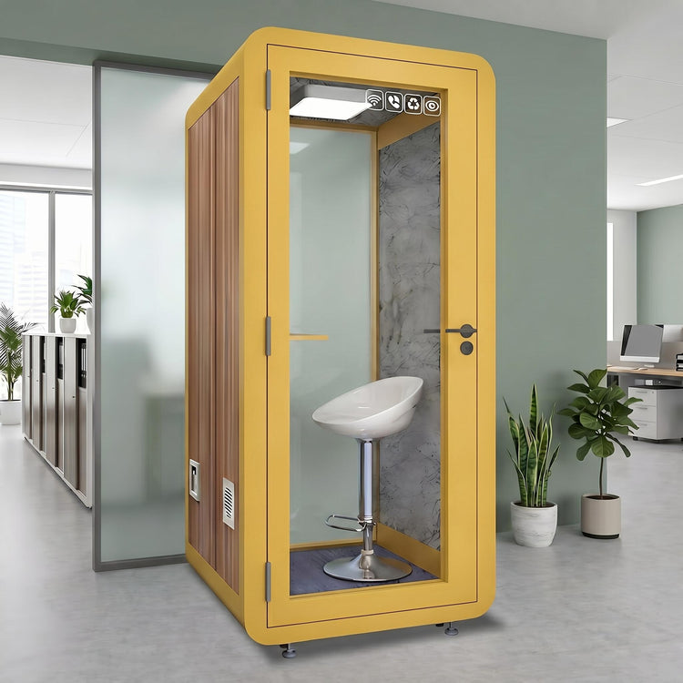 Office Sound Booth with Wood Grain Exterior Design