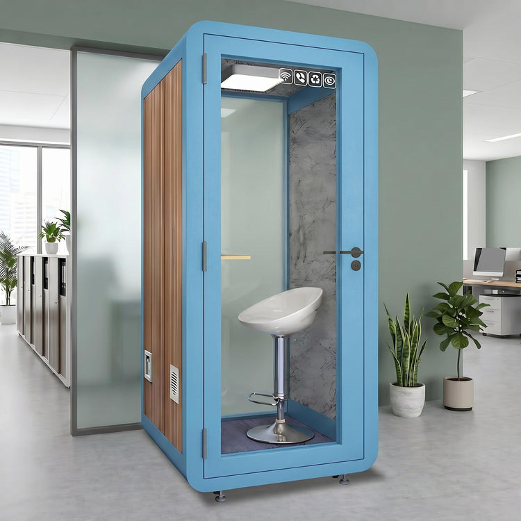 Office Sound Booth with Wood Grain Exterior Design