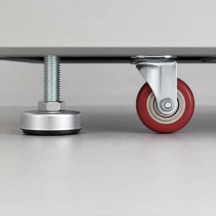 Casters plus leveling feet, easy relocation and stable placement for all floor surfaces