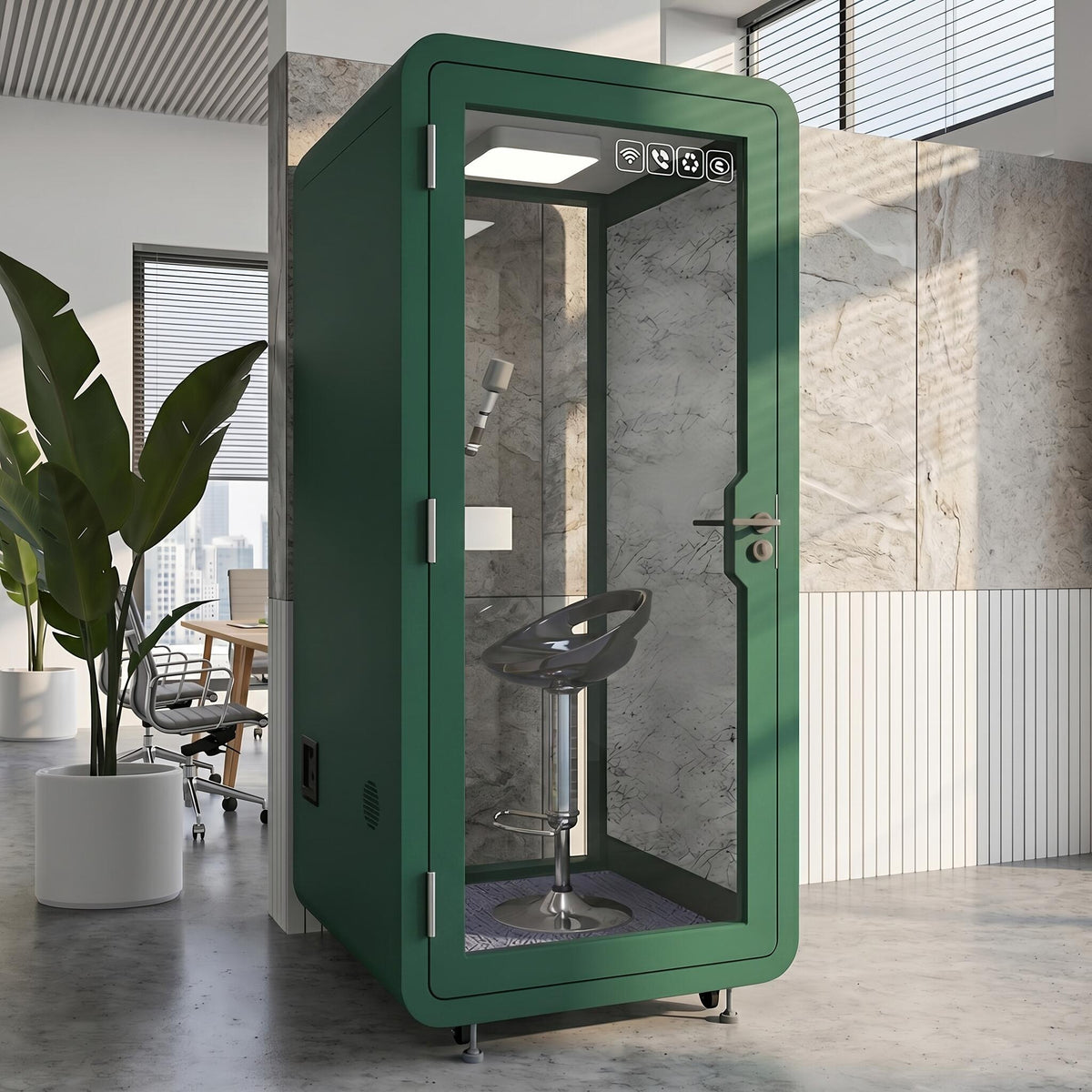 Soundproof Office Pod Booth with 1Person Fresh Air System  for Singing Working