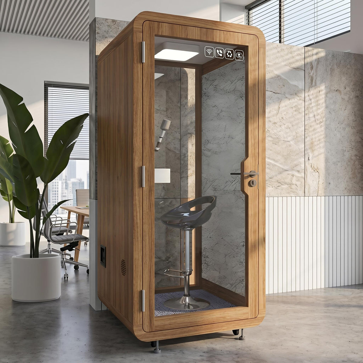 Soundproof Office Pod Booth with 1Person Fresh Air System  for Singing Working