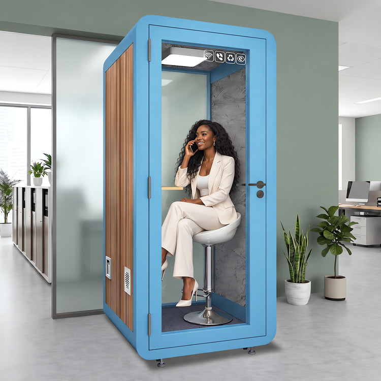 Office Sound Booth with Wood Grain Exterior Design
