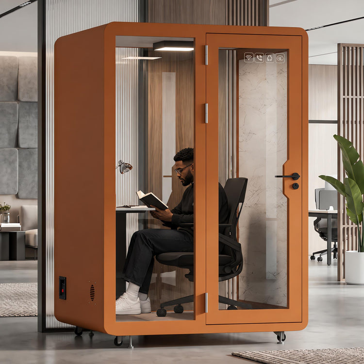Soundproof Office Pod with 1 Person Glass Structure