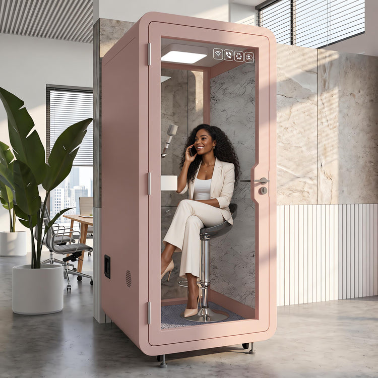 Soundproof Office Pod Booth with 1Person Fresh Air System  for Singing Working